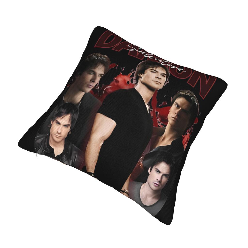 Damon Salvatore Pillowcase Polyester Cushion Cover Gift The Vampire Diaries Pillow Case Cover Home Square 45X45Cm