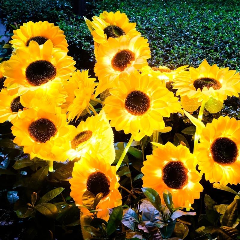 1PACK Solar LED Sunflower Garden Lights, Realistic Night Glow Energy Saving Outdoor Lighting for Garden, Lawn, Home, Terrace and Porch Decorations