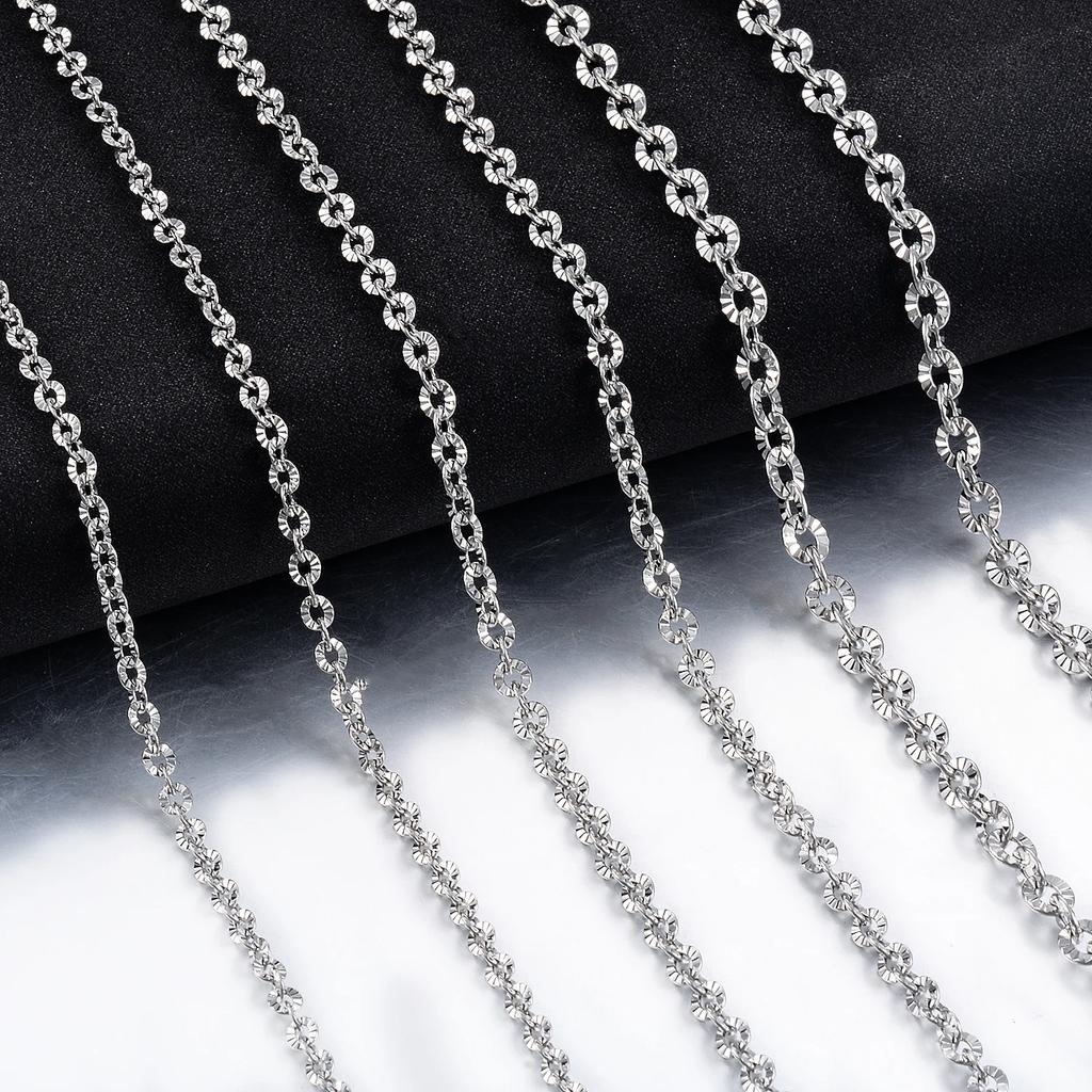 Elegant Women Necklace 2mm 3mm 4mm Stainless Steel Chain Beautiful Metal Link Personality Ladies DIY Jewelry For Pendant