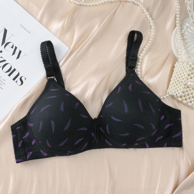 

Foreign trade printed bra cover gathers without steel ring thin cup middle-aged and elderly models in stock 42/95 чорний