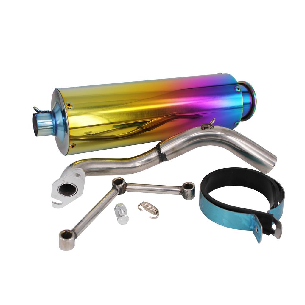 Leihuo Stainless Steel Exhaust System for Live Dio ZX 50 SR AF34 Dazzle with Finish AF35, Color, Burn-In