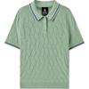 Fashionable Color Block Striped Breathable Short Sleeve Polo Shirt Women Tops Iceberg-Green L225W051-05F3