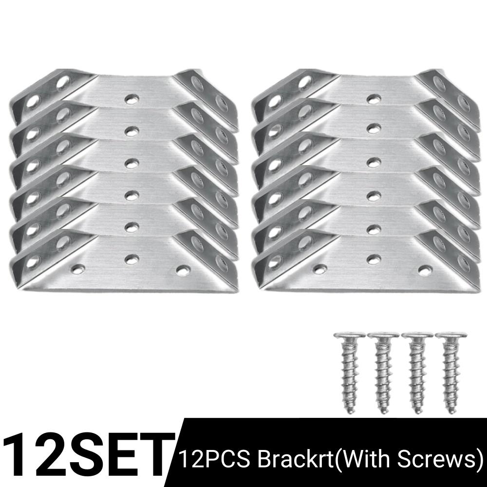 100Pcs Stainless Steel Corner Bracket Furniture 90 ° Fixed Connector Cabinet Corner Bracket Support Angle Bracket with Screws
