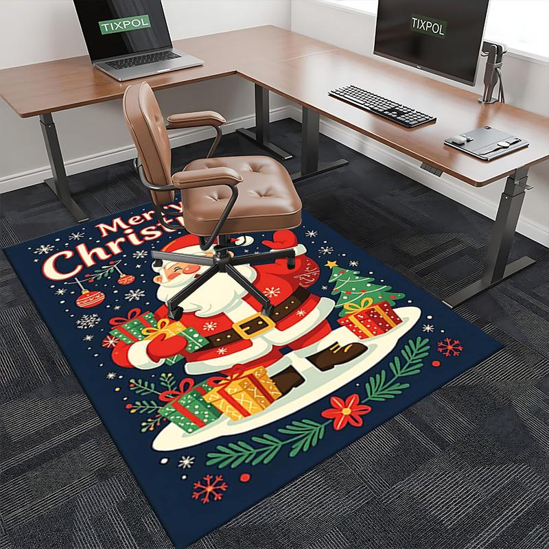 Christmas Santa Claus Chair Mat - Anime Cartoon Design, Non-Slip Carpet for Office, Home Decor, Living Room, Bedroom, Gaming Room & Dormitory.R030