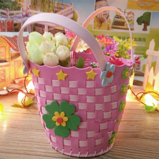 DIY Cute Flower Handmade Craft Kids Children Creative Toy Braided Storage Basket