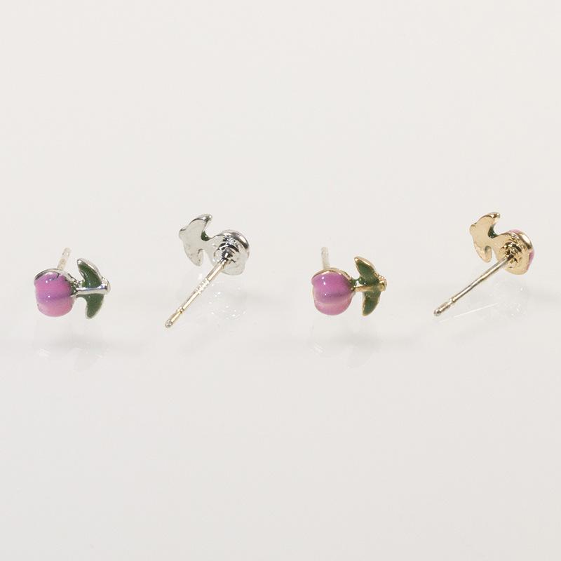 Silver Needle Spring and Summer Trendy Flower Stud Earrings Three-piece Set, Cute Girl Heart Temperament In Wind Earrings Earrings