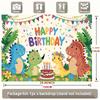 Vibrant Cartoon Dinosaur Birthday Backdrop Kids Dino Party Scene Photography Background Cloth