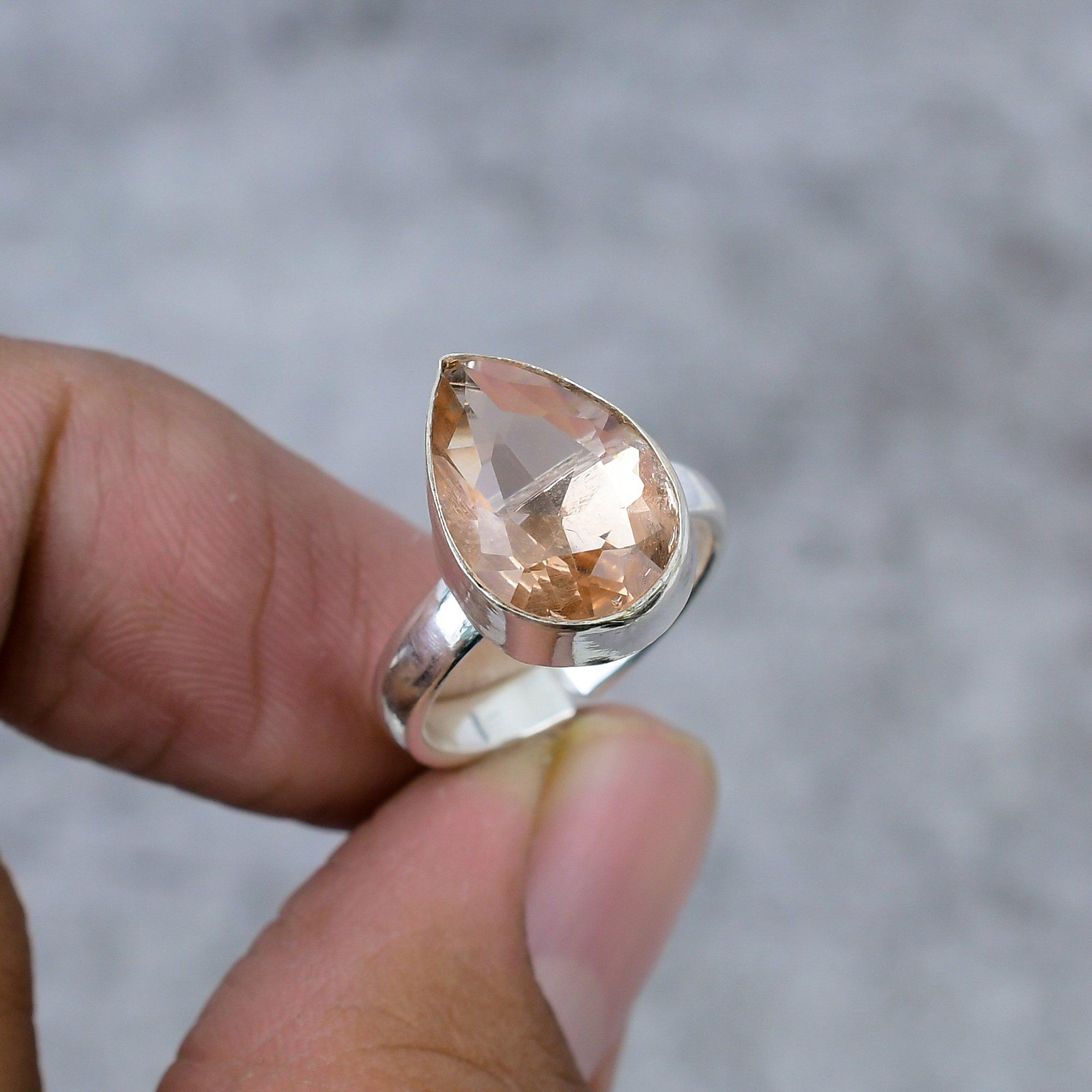 

Morganite Gemstone Handmade 925 Sterling Silver Jewelry Ring Size 11 M-280