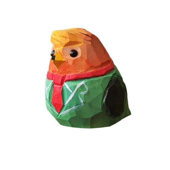 

Wooden Decoration Hand-Carved Bird Ornament Hand-Painted Solid Wood Desktop Decor Miniature Cute Stress-Relief Gift for Home Office зелёный