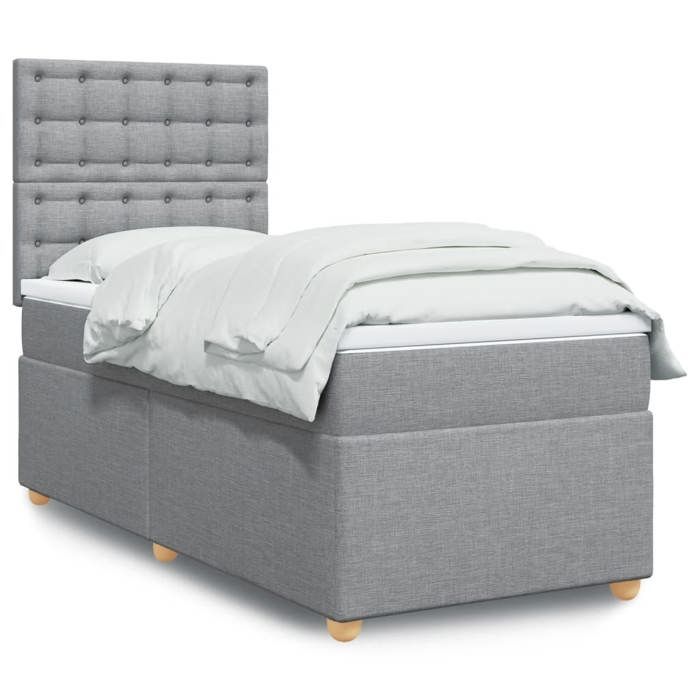 Maison Exclusive - Sommier à lattes de lit avec matelas Gris clair 90x200 cm Tissu