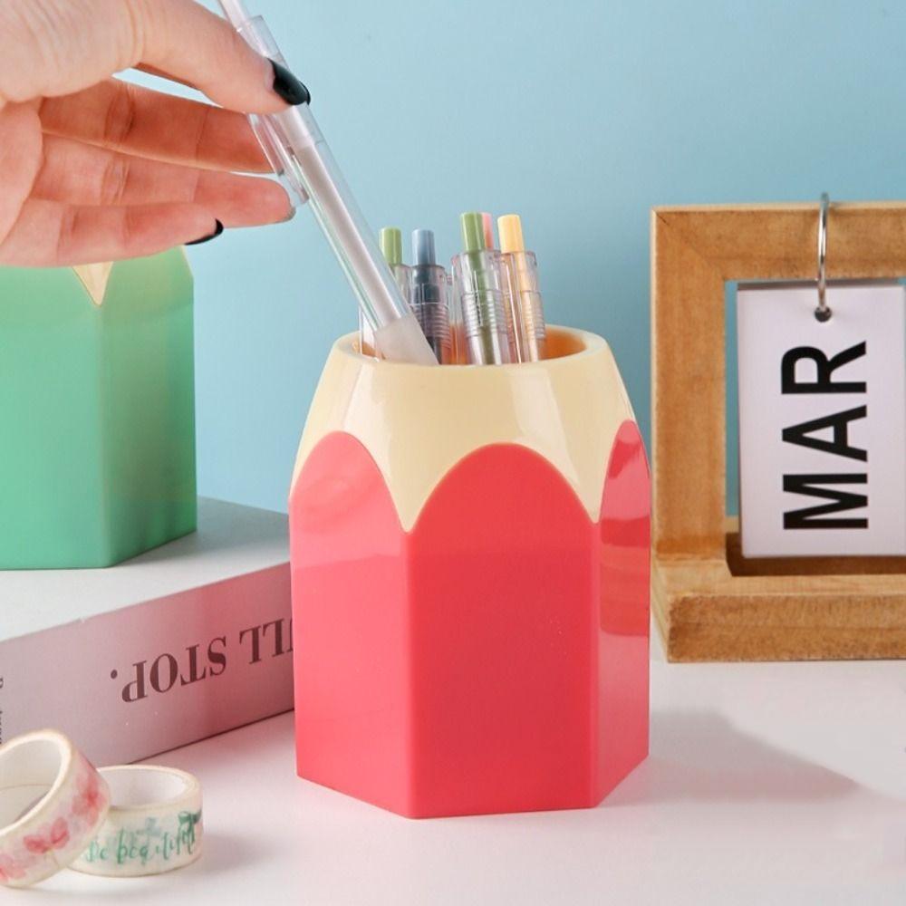 Aesthetic Cute Pen Holder Kawaii Flower Vase Pot Pen Container Makeup Brush Shelf  Student