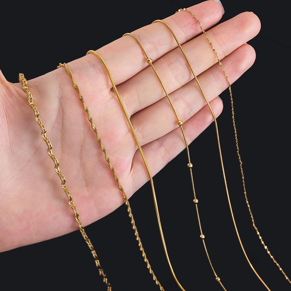 1Meter Stainless Steel Gold Color Round Snake Chains DIY Chain for Needlework Necklace Bracelet Jewelry Making Materials No Fade