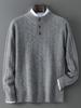 Herren Pullover mit Zopfmuster in Unifarbe aus Wolle - Halber Rollkragen, Langarm, Lässiger Stil.