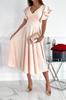 2023 European & American V-Neck Ruffle Sleeve Casual Party Dress