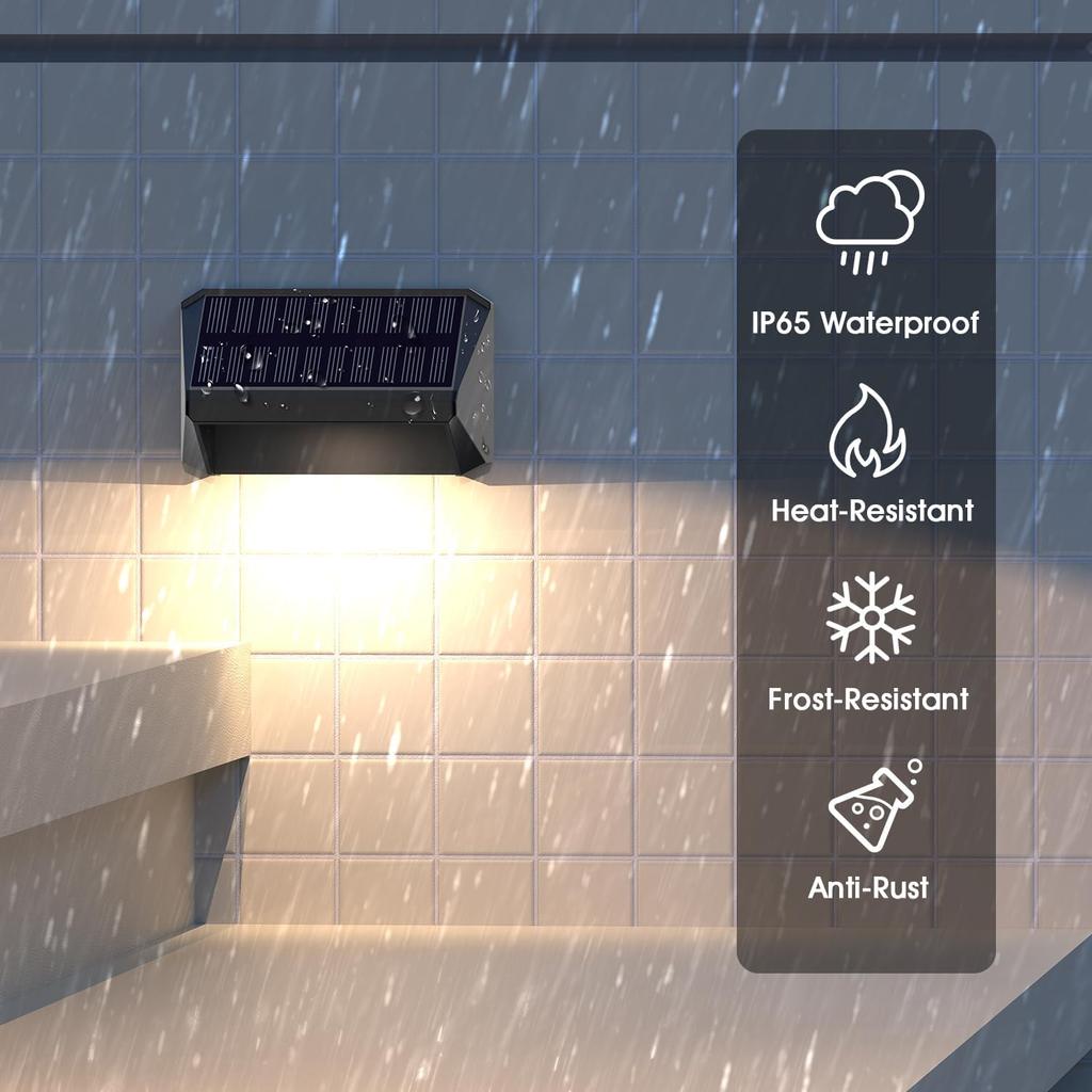 RGBCW Solar Fence Lights Outdoor: Color Changing Deck Stairs Lights IP65 Waterproof - 6 Pack Step Light for Patio Yard Garden Pathway