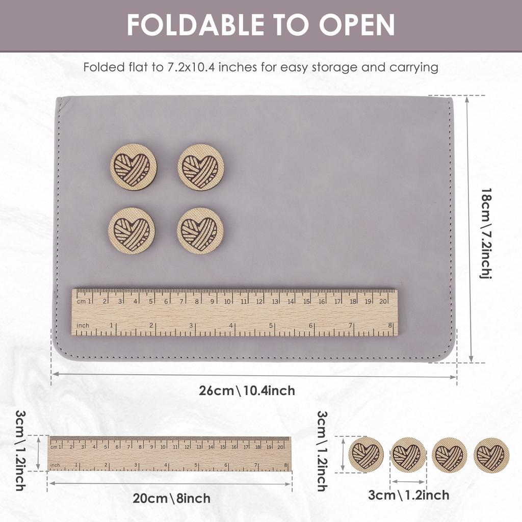 Stricknadel-Halter Faltbarer Strickmuster-Halter mit herzförmigen Magneten und Lineal 7×10,2 Zoll Strickmuster