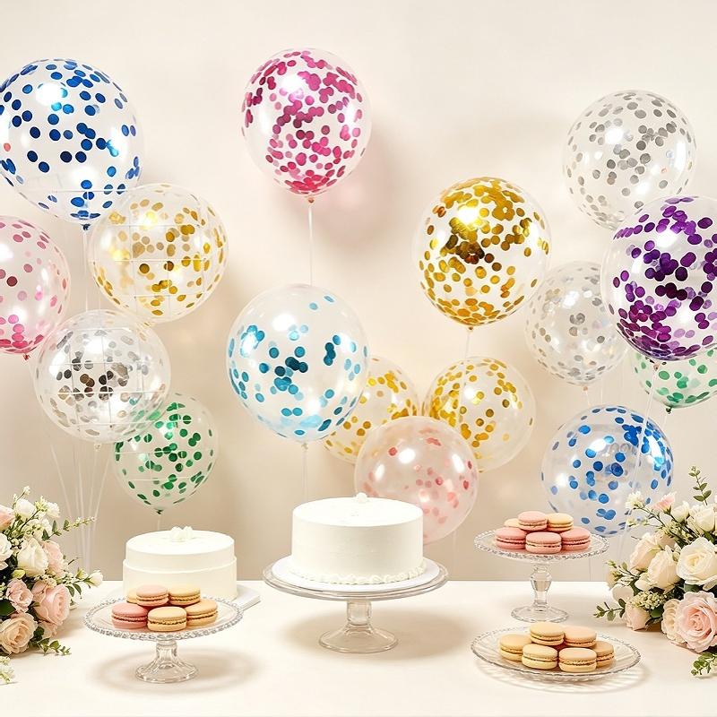 Transparent Sequin Confetti Balloons 20Pcs Multicolor Bright Glitter Decor for Baby First Birthday Gender Reveal Party