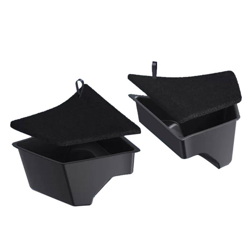 2x Car Trunk Side Storage Box Garbage Bins Organizer Flocking Mat Partition Board Stowing Tidying Compatible for