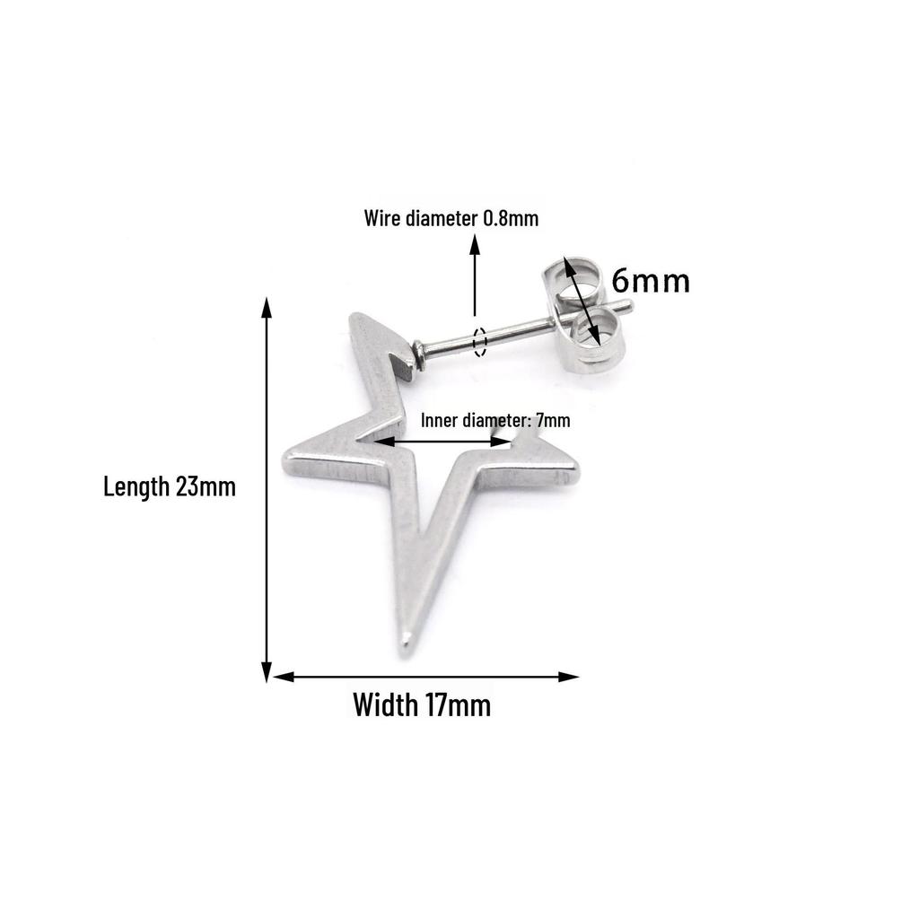 Retro Geometric Five-Pointed Star Stainless Steel Stud Earrings for Women