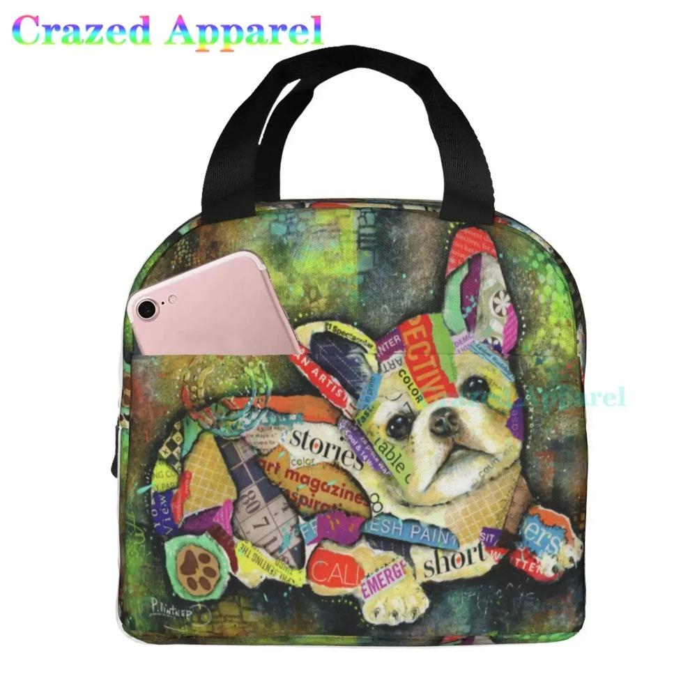 French Bulldog Cute Dog Insulated Lunch Bag Portable Thermal Cooler Box Reusable Picnic Tote Bento Bag for Men Women Kids