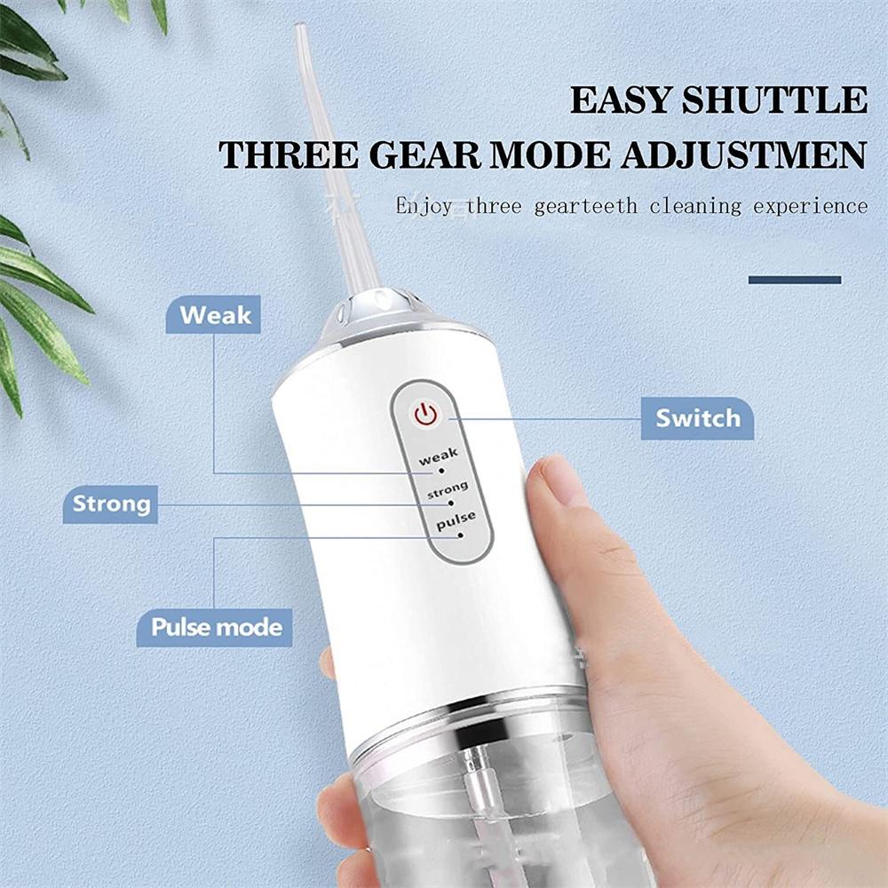 Portable Cordless Teeth Cleaning Machine Travel Oral Irrigator USB Rechargeable 3 Modes 4 Jet Tips 220ml 3 Modes Teeth Cleaner