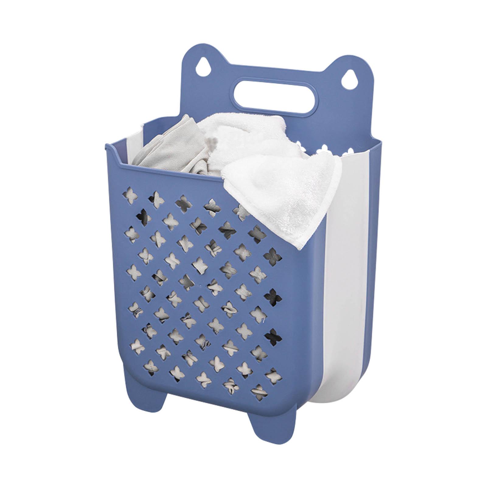 

Настенная складная корзина для белья большой емкости подвесная складная корзина для белья для дома синяя Blue Large Size