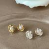 Elegant French Geometric Pearl Stud Earrings: Luxury & Versatile Jewelry for Women