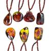 Amber Beeswax Teardrop Pendant Necklace for Men & Women - Blood Vein Charm, Ethnic Style, Peace & Safety Sweater Chain