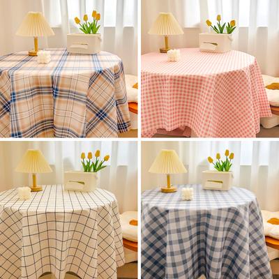 Plaid Tablecloth Girl Heart Round Table Tablecloth Dustproof Dining Table Cloth Coffee Table Mat Spread Cloth