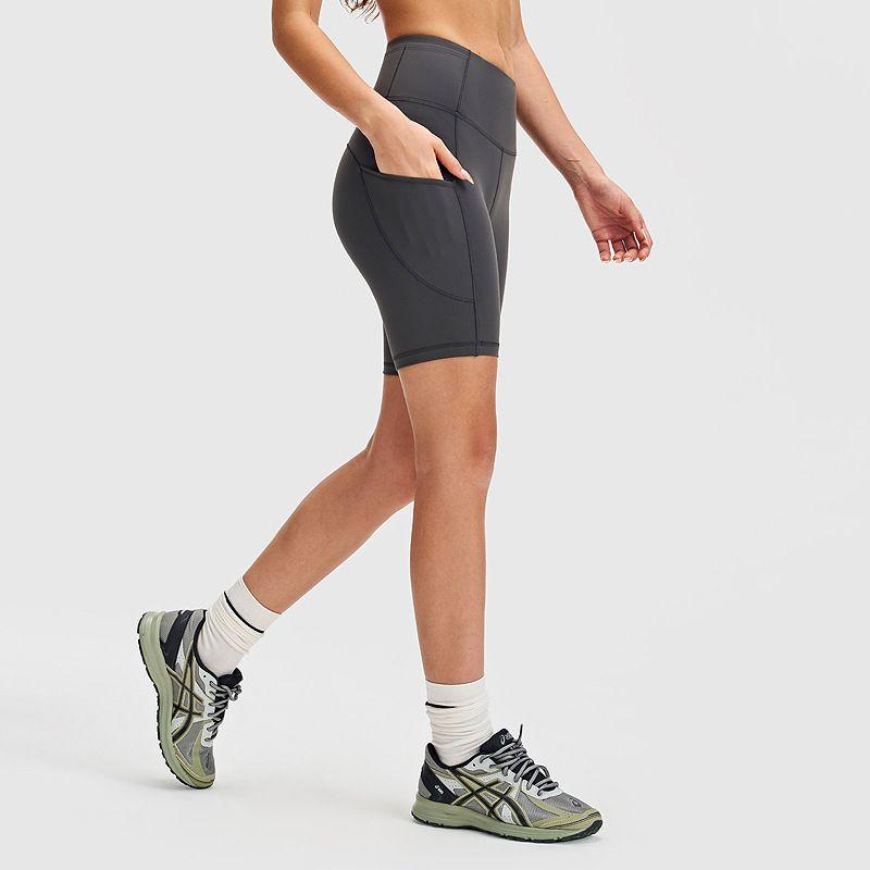 Lu Same Yoga Shorts Women's High Waist High Elastic Pocket Fitness Pants Outdoor Cycling Pants Sports Tights