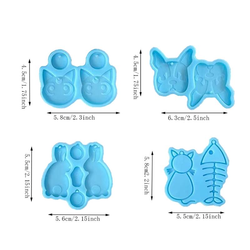 Shiny Cats Fish Rabbit Earrings Mould Silicone Epoxy Resin Molds DIY Earrings Jewelry Making Keychain Jewelry Tools