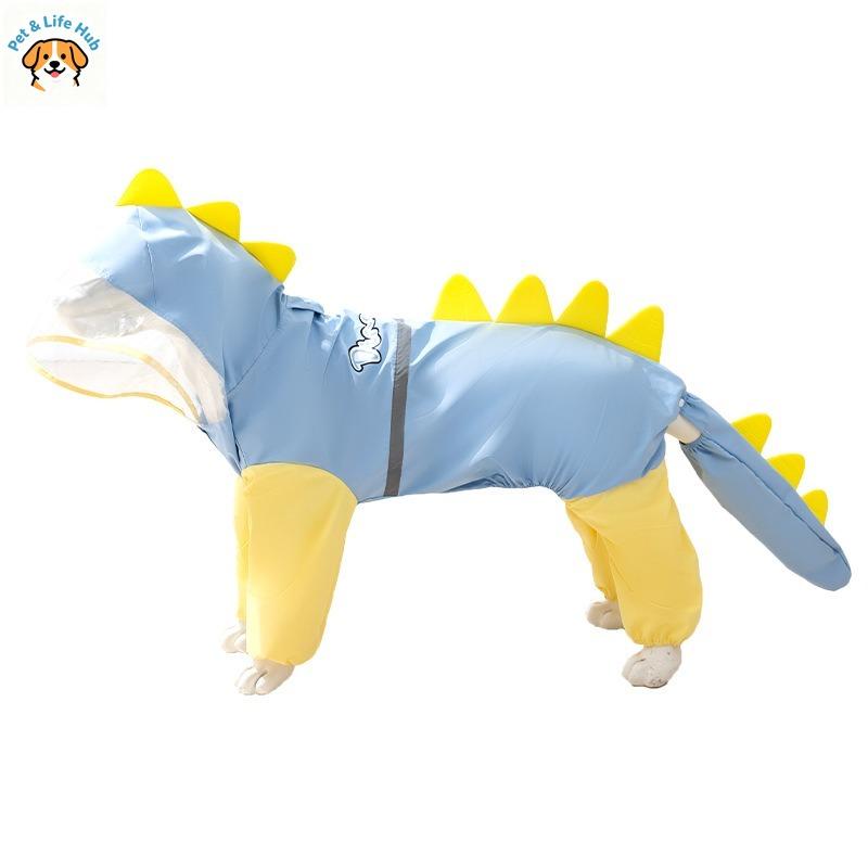 Hunderegenmantel mit Dinosaurier-Design, 4 Beine, Wasserdicht, Haustierkleidung, Sommer, Schwanzform, Regenmantel für große Hunde, Golden Retriever
