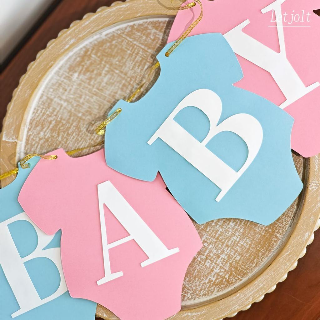 Letjolt Pink Blue Oh Baby Banner Baby Shower Supplies Gender Reveal Birthday Party Decorations Pre-Strung Garland Nursery Hanging Décor