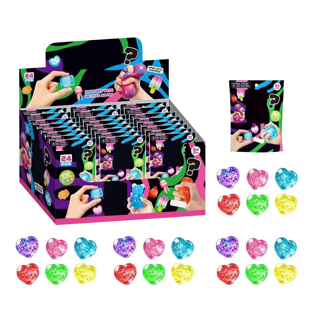 24pcs TPR Material Sensory Stress Relief Toys Set 3D Squeeze Fidget Toys Blind Box Collection for Kids and Adults