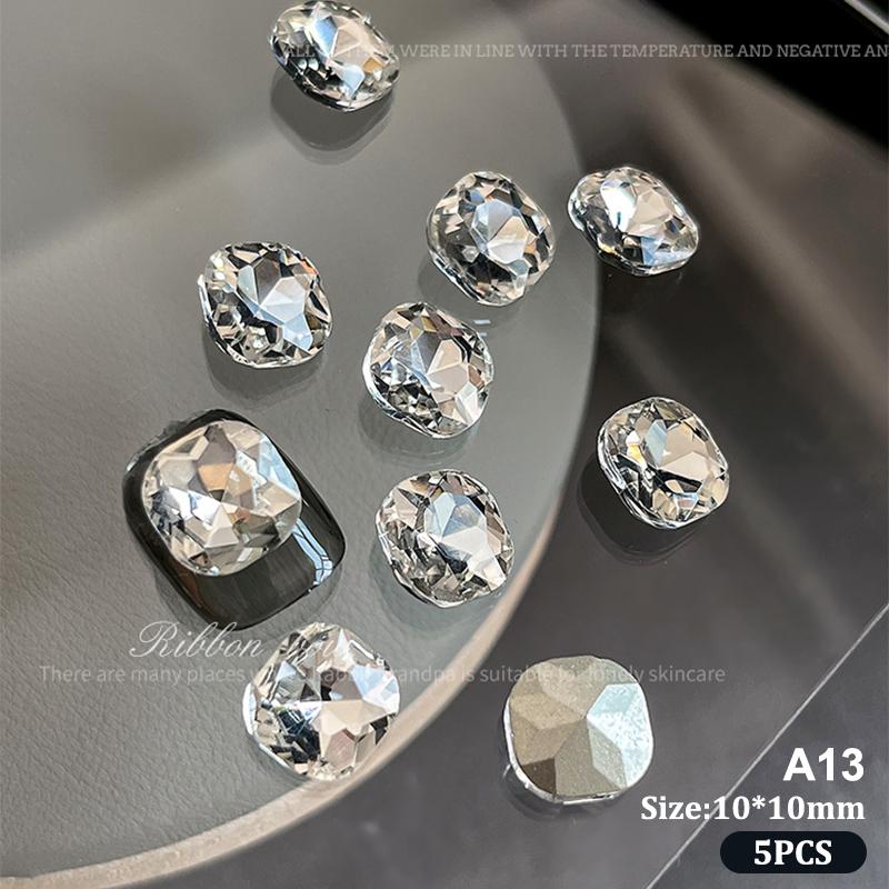 5Pcs Sparkle Sharp Diamond Nail Art Rhinestones Jewel Decoration Mix Clear White Nail Charms Ornaments
