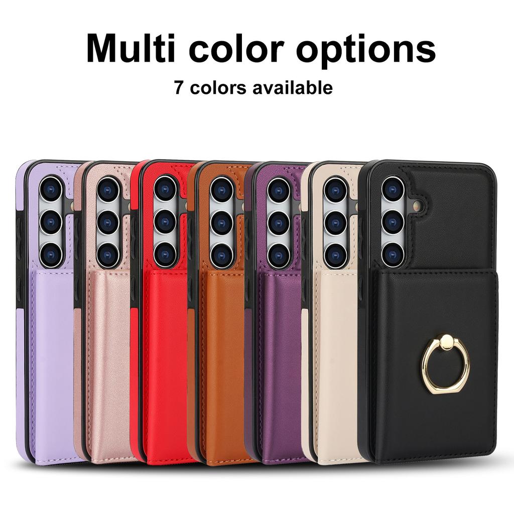 Applicable To iPhone15 Card Case 14Pro Solid Color Ring Buckle Card Change Bag Anti-drop Protective Case Google 8A