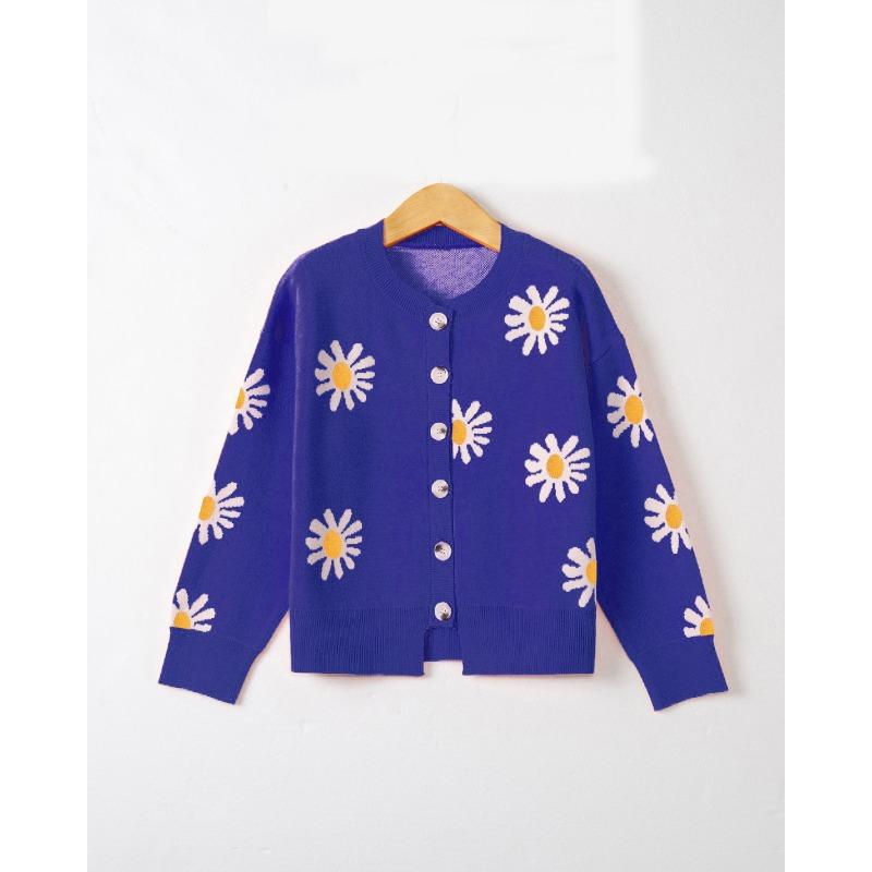 Women S Long Sleeve Knit Cardigan Floral Embroidered Loose Fit Daily Urban Wear