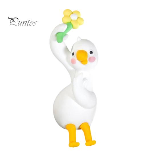 Monitor Dekoration Ente Harz Dekor für Schreibtisch Auto Armaturenbrett TV Monitor, Mini Büro Skulptur Figur, Niedliches Blume Haltendes Ornament, Verspielt