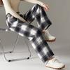 Demana Women's Fleece-Lined Plaid Wide-Leg Pants