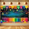 2D Colorful Crayon Backdrop Blackboard with Kids' Drawings Studio Photography Background