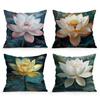 Tranquil Lotus Cushion Pillowcase Printed Polyester 45X45Cm Throw Pillowcover Decorative Sofa Cushion Pillowslip Home Decor