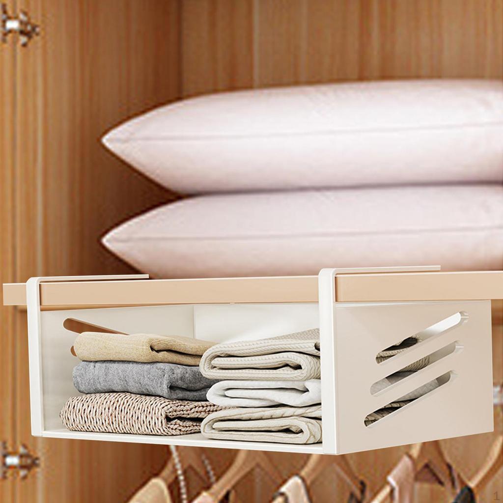 Carbon Steel Under Shelf Closet Organizer Basket, Hanging Holder for Cabinet, Desk, Kitchen, Home,