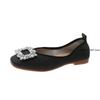 Fashion Plus Size Women Shoes Square Toe Pumps Spring New Rhinestones Buckle Slip On Women's Flat Shoes Ladies Office Work Casual Shoes