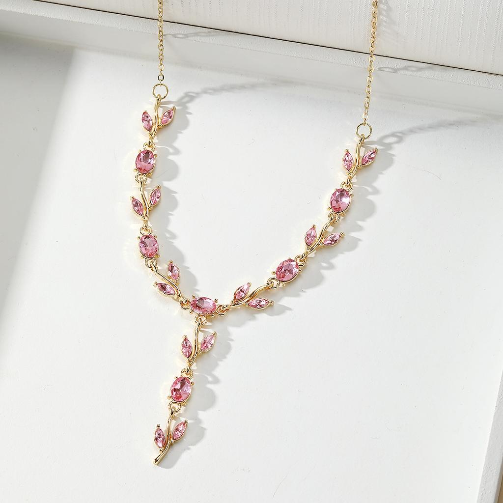 Resoul Gold Plated Crystal Pendant Tulip Necklace Flower Y Bohemian Wedding Necklace Fashion Jewelry