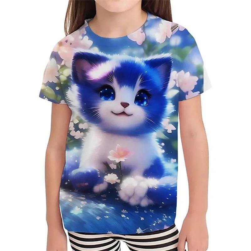 Summer T-Shirts 3D Print Animal Dog O-Neck T Shirt Casual Boys Girls Tops Oversized Fashion Kids Tees Harajuku Children Clothing