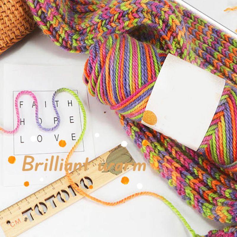 100g Fancy Yarn for Knitting Tricot Cotton Blended Worsted Crochet Thread Crochet Rainbow DIY Sweater Hats 3MM Puffy Warm Yarn
