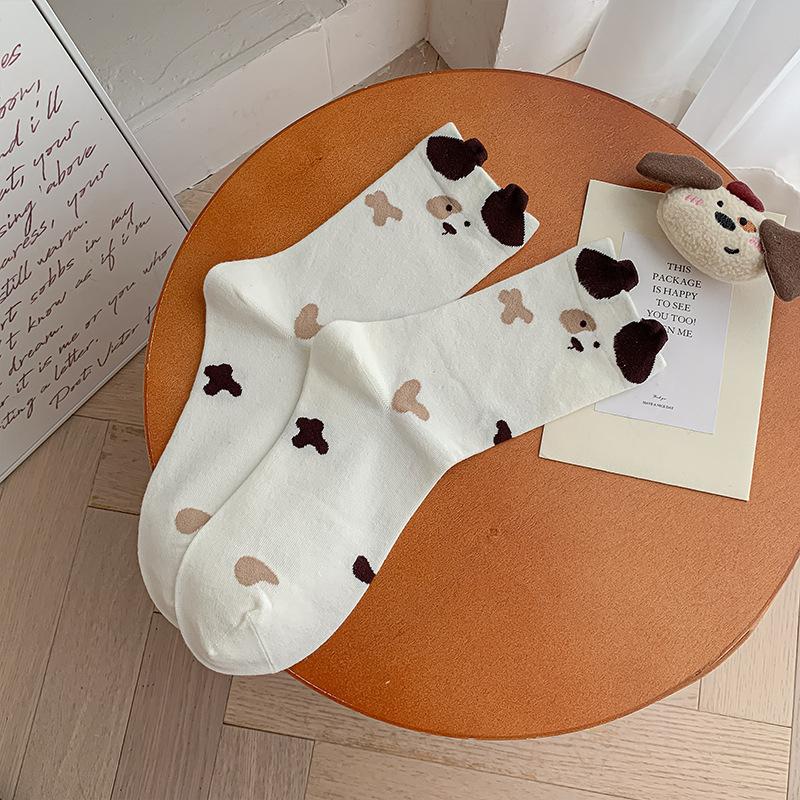 

Female Spring and Autumn Leisure Everything Cute Cartoon Three Dimensional Fusing Puppy Boneless In The Tube Pile Socks 1 pair