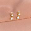 Triple Cluster Stud Earrings - 925 Sterling Silver Yellow Plated