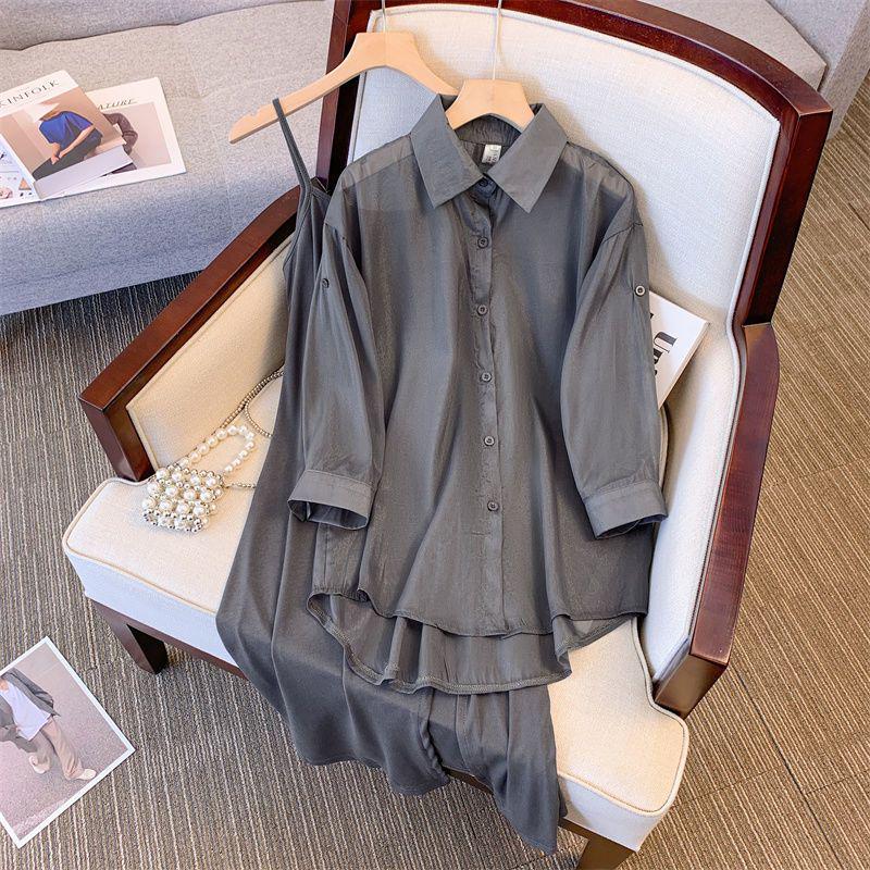 Plus Size Women's 2026 Spring/Autumn Fashion: Casual Two-Piece Set – Loose Fit, Belly-Covering, Slimming Suit.