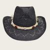 Westlicher Herren Outdoor Strandhut Hohlsonnenhut Cowboy Strohhut Damen Große Krempe Sonnenschutzhut Bühne